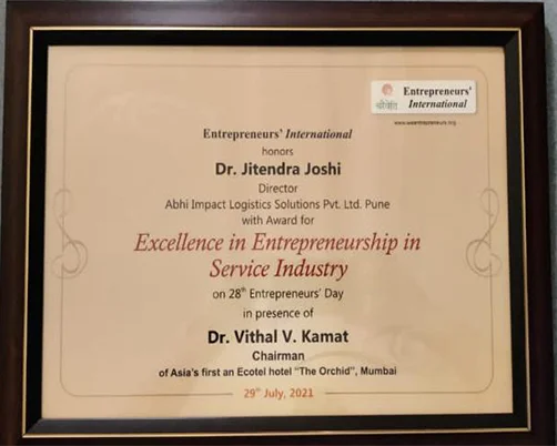 Excellence In Entrepreneurship In Service Industry Award